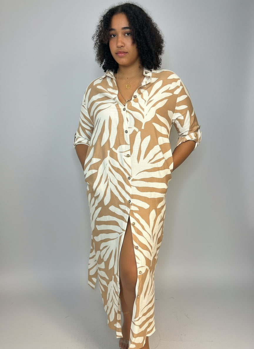 Island Leaf Print Dress