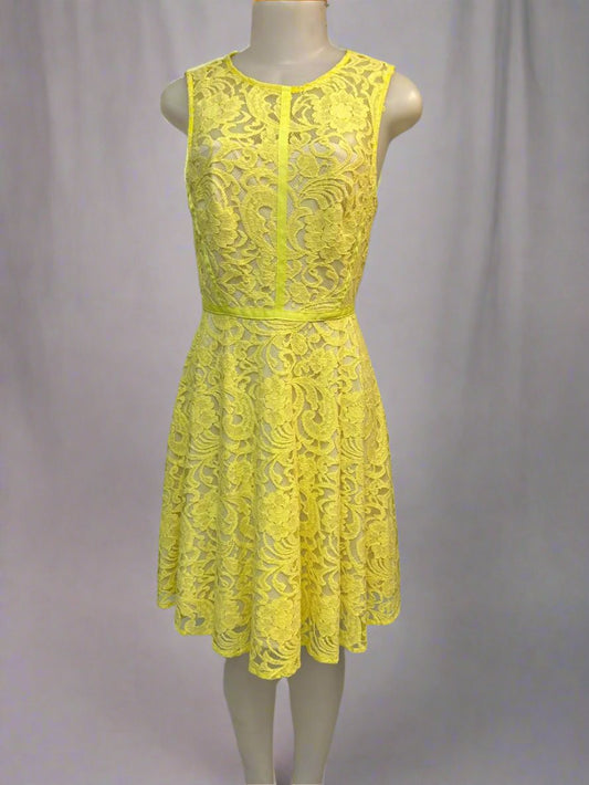 Bright yellow lace dress