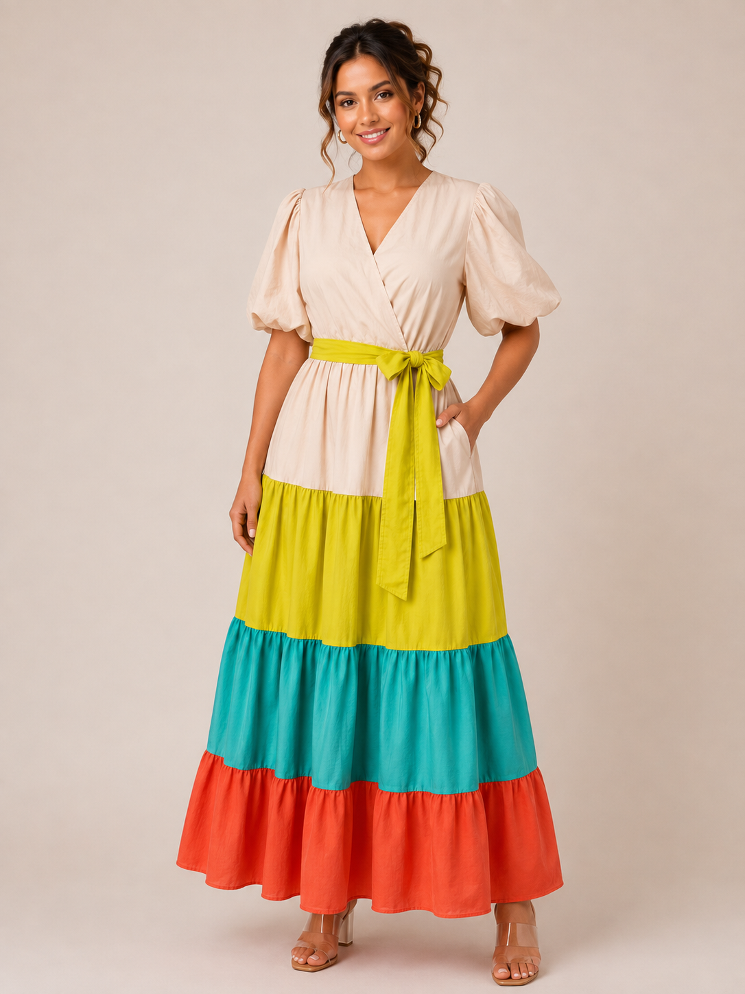 Colour Block Maxi Dress