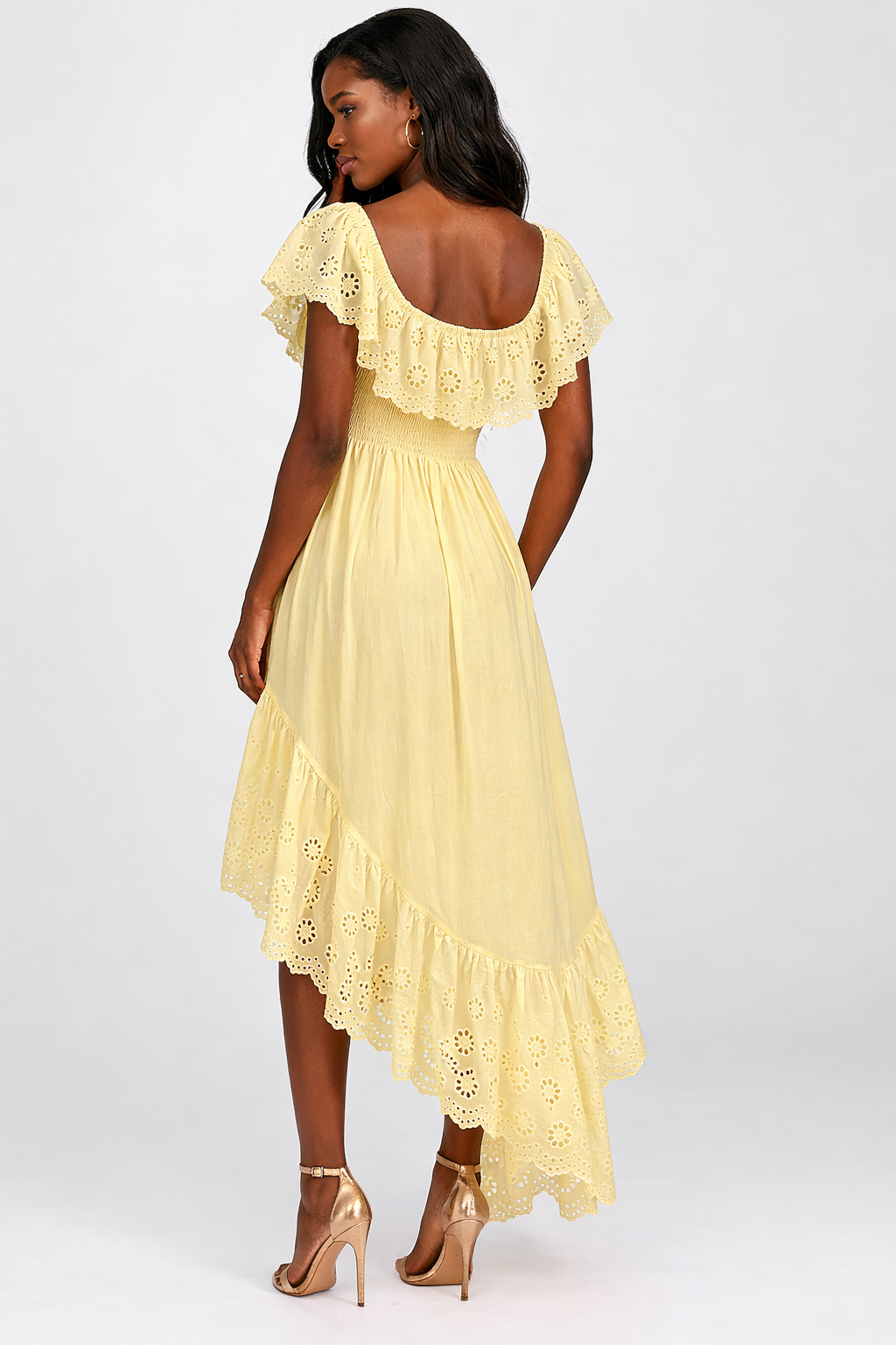 Sunrise Belle High-Low Eyelet Dress
