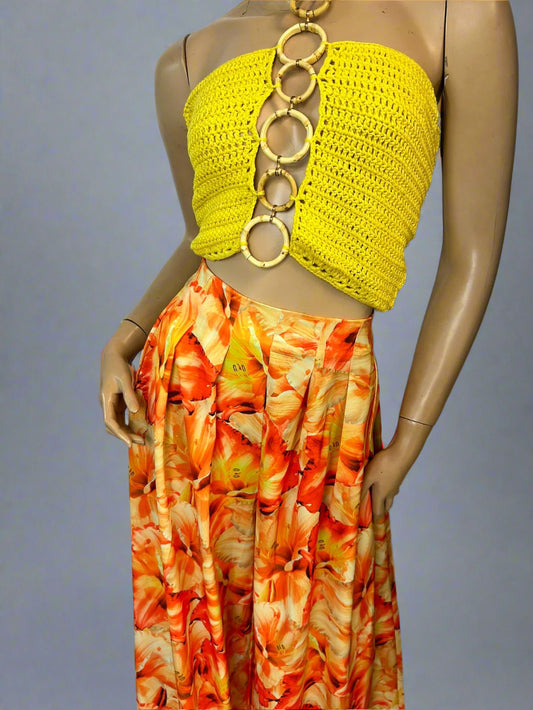 Yellow print 2 piece set