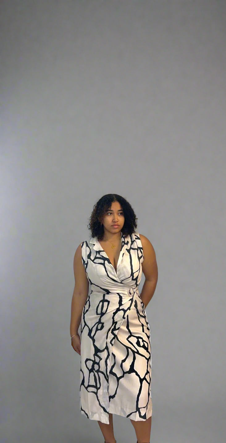 Bk Print Wrap midi dress