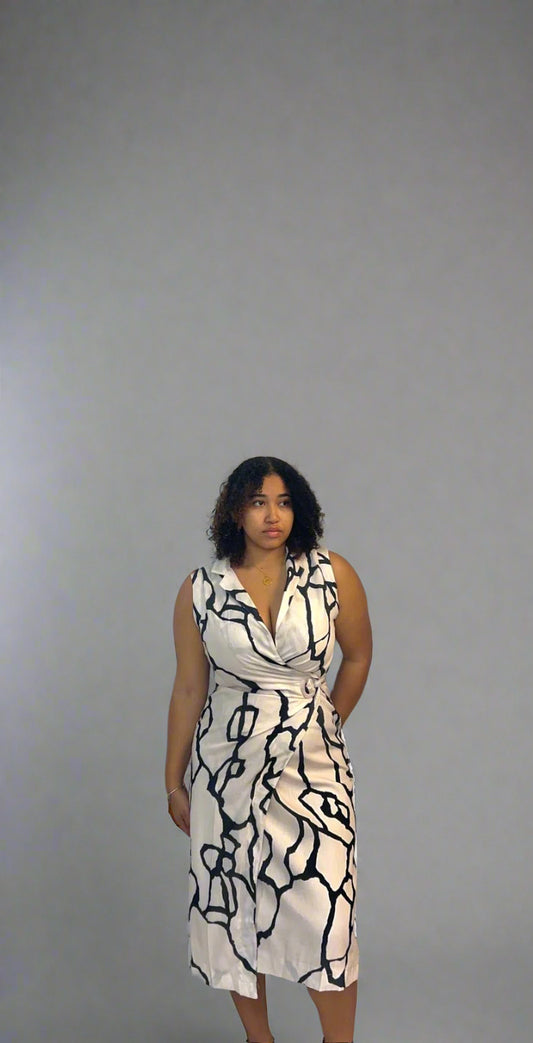 Bk Print Wrap midi dress