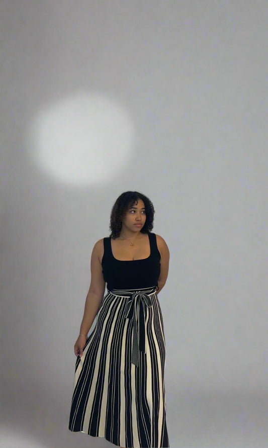 Knit tank stripe midi dress