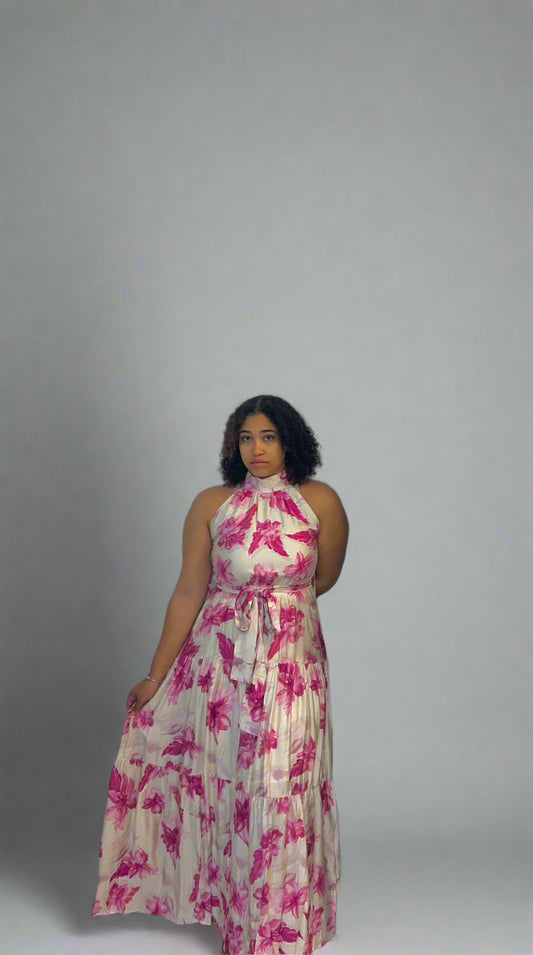 Floral print halter dress