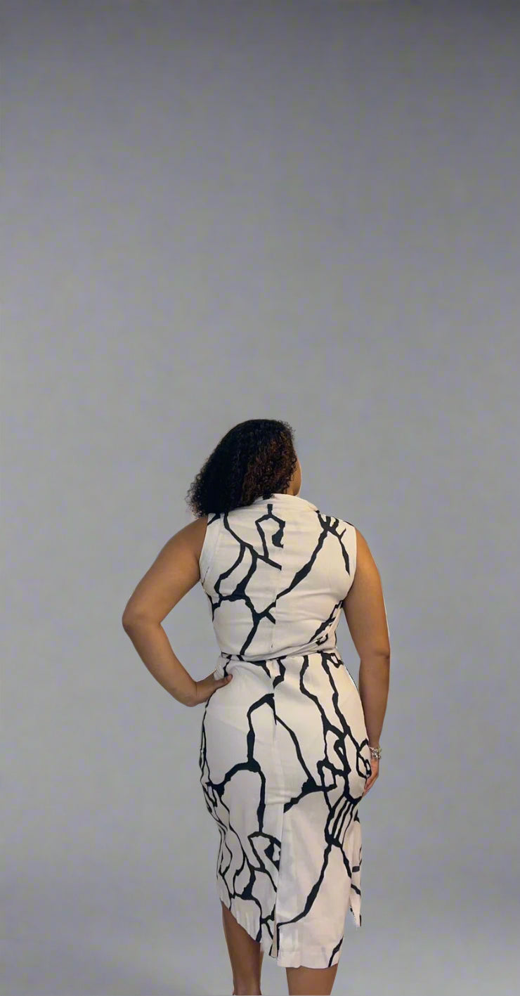 Bk Print Wrap midi dress