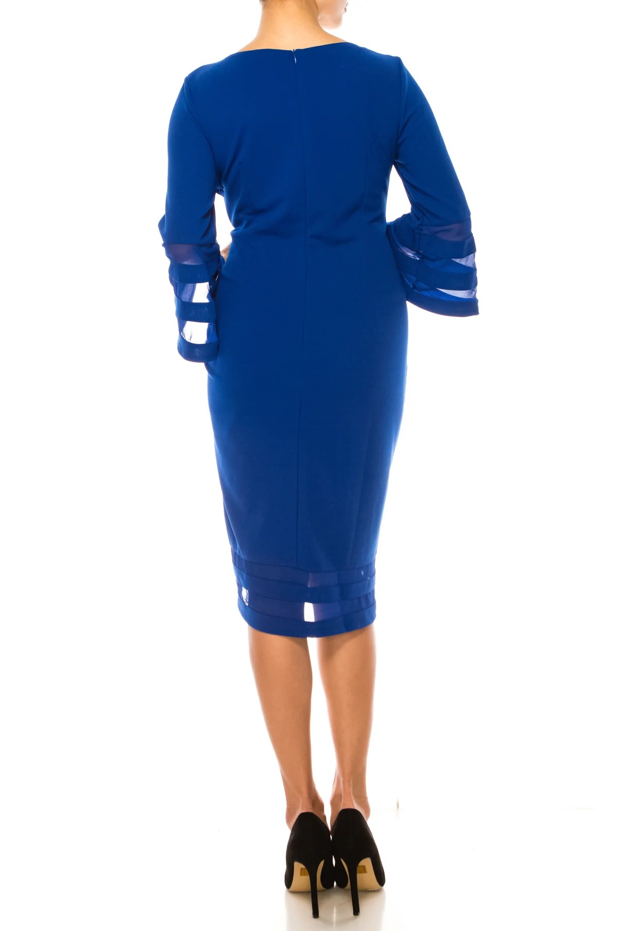 Jessica Rose Sheer Strap Bell Sleeve Sheath Dress